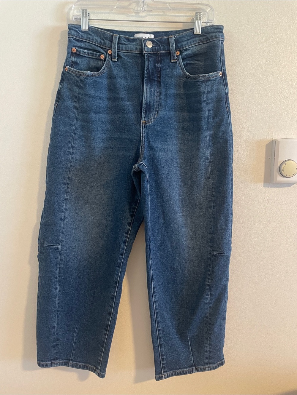 Pistola Eli High Rise Barrel Arched Leg Jean Women’s 30 Augustus‎ Wash Cropped - Picture 3 of 11
